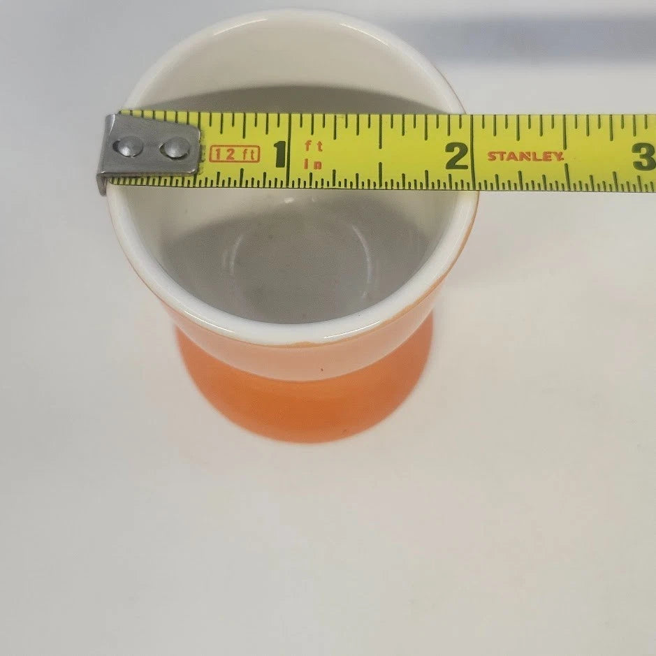 Pair Orange Ceramic Egg Cups 2" Pedestal Chalice White Interior Kitchen MCM
