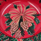 Berman Industries 13.5" Holiday Bowl Red Green Wreath Pinecones Plastic Vintage