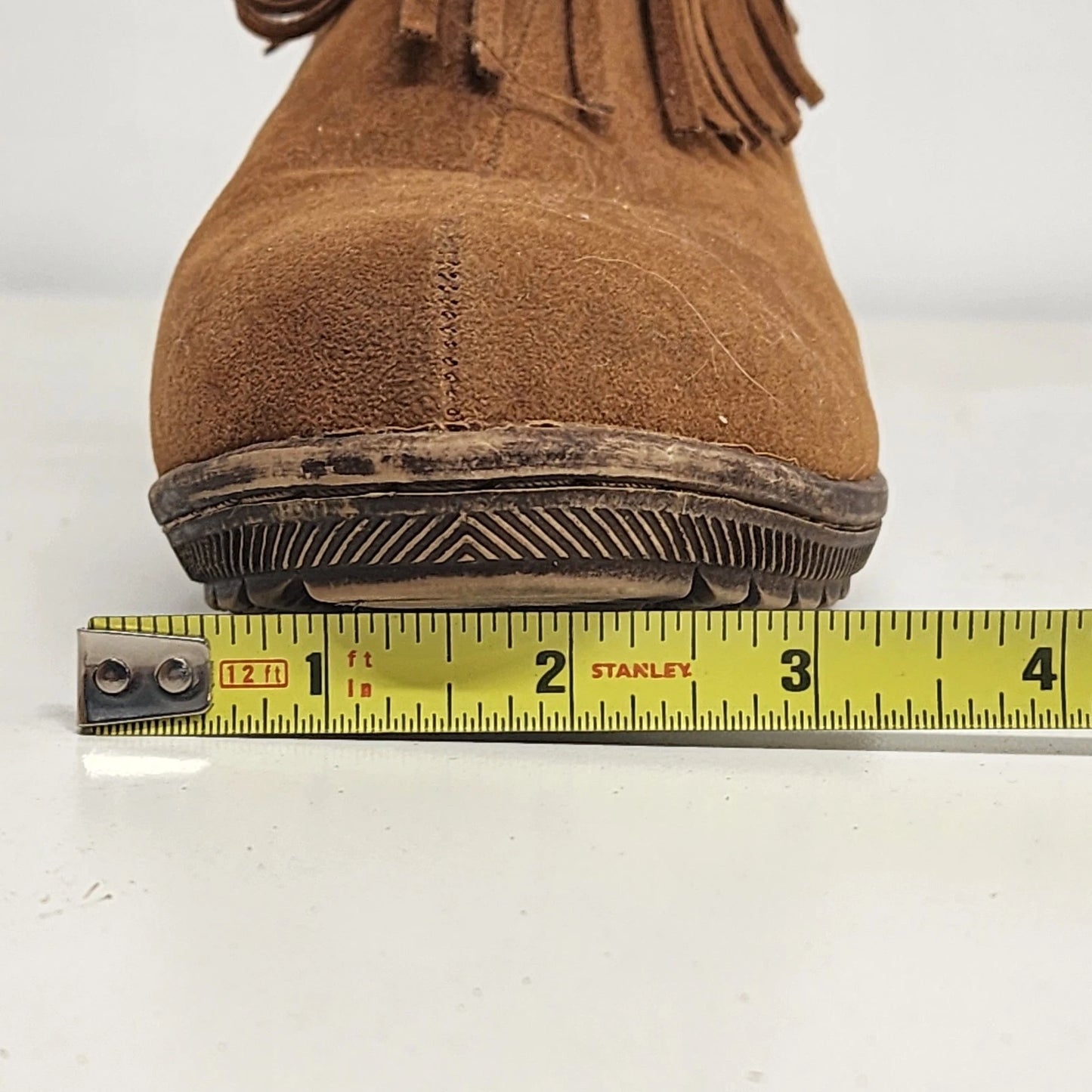 Betani Chantal-1 Fringe Wedge Boots Tan Suede Boho Women’s 8.5 Ankle Booties