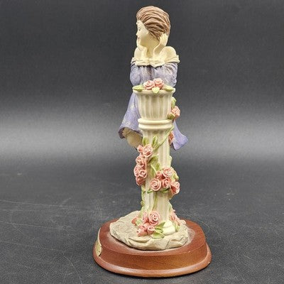 La Verona Collection Lady Figurine Purple Dress Flirty Pose Statue Wood Base Vtg
