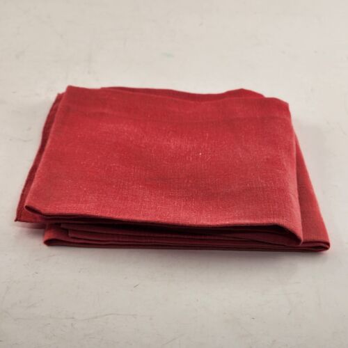 2 Pc Red Linen Dinner Napkins Dining Table Spring Cloth Vintage 19" x 13.5"