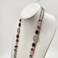 Silver Tone Chains w Multicolor Beads & Filigree Accents Double Strand Necklace