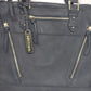 Massini Black Faux Leather Tote Handbag 16in Gold Tone Zipper