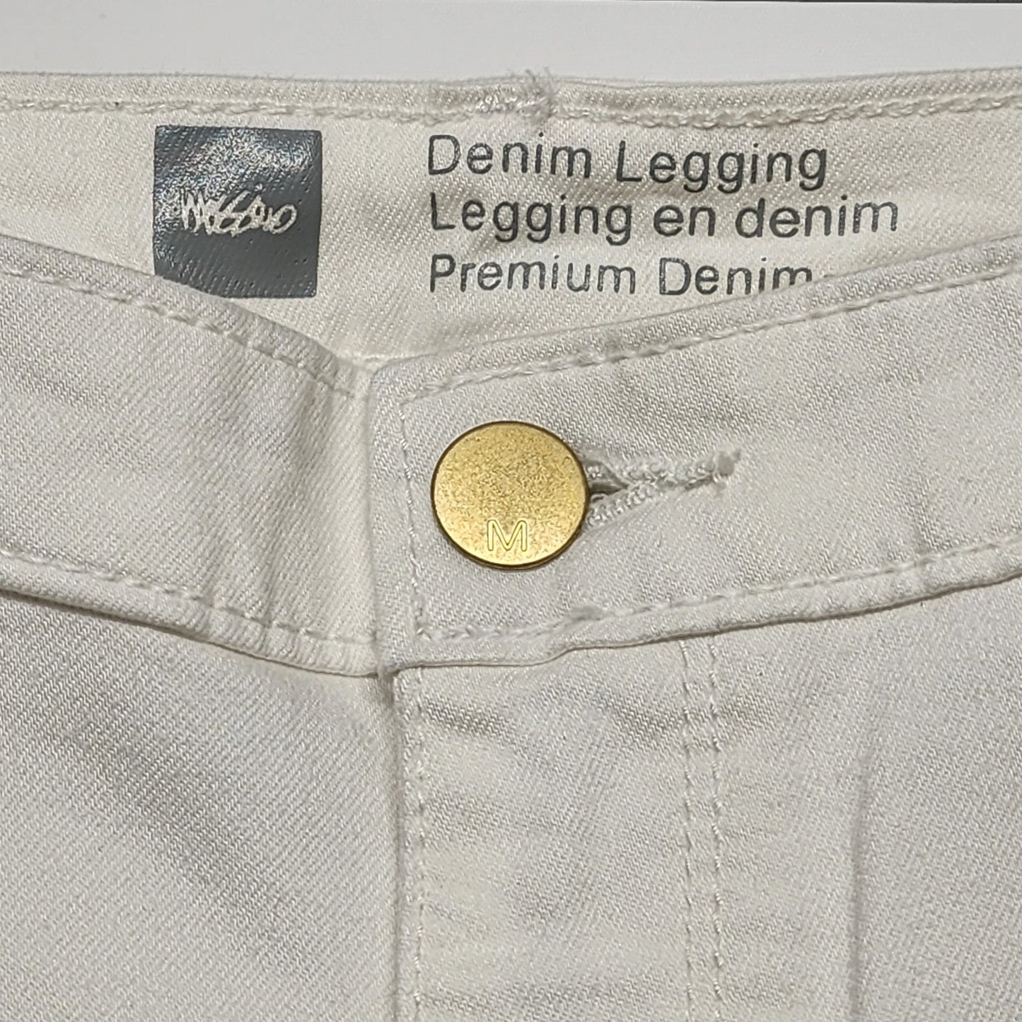 Mossimo White Stretch Denim Jeans Women's 10 Zipper Taper Leg Convertible Chic