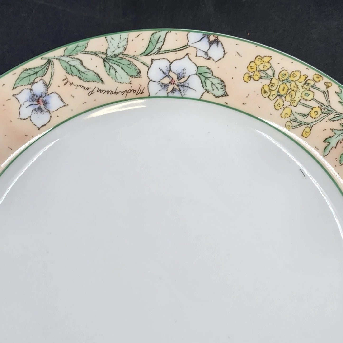 Sakura Sachet Dinner Plates 10.5" Set of 2 Sue Zipkin Herbs Floral 1996 Vintage