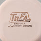 TrEs Enamel Tin Cup Small Mug Vintage Monterrey Mexico Flowers White w Blue Trim