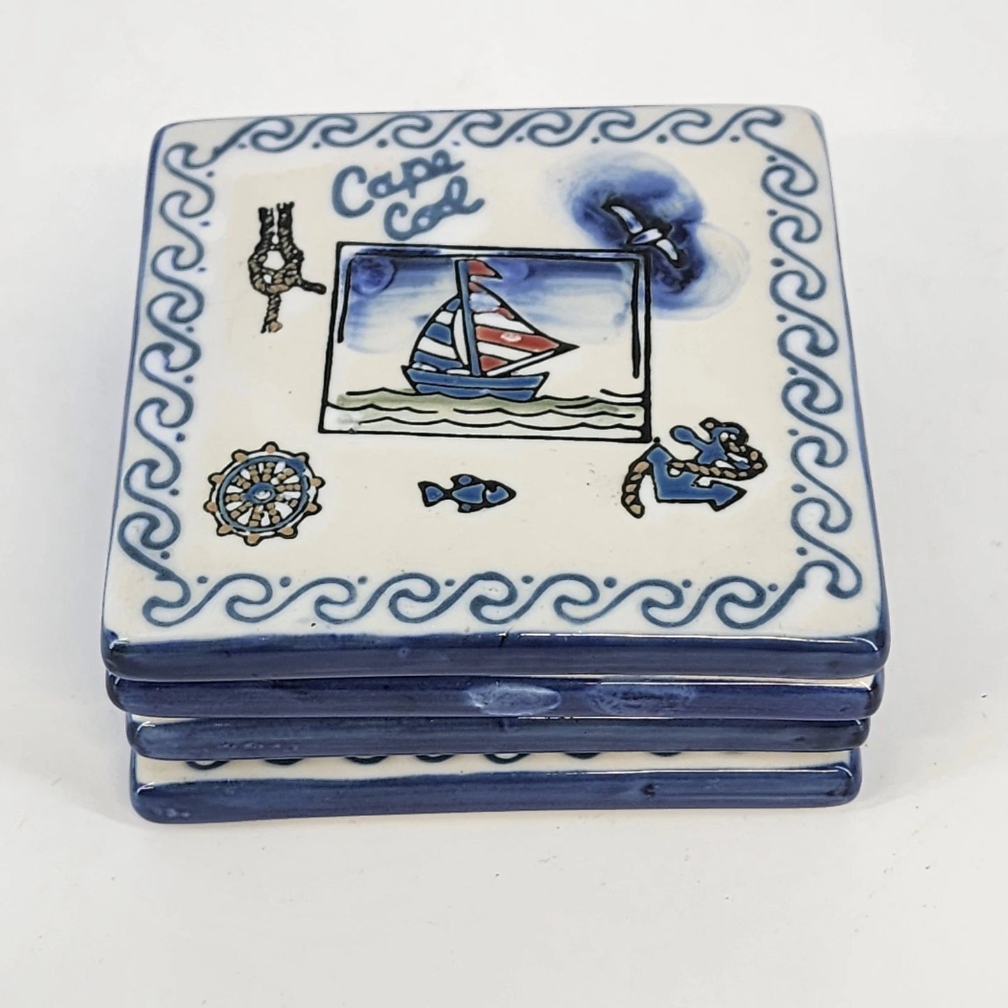 Cape Cod Ceramic Trivet Tiles Diane Artware Nantucket Set of 4