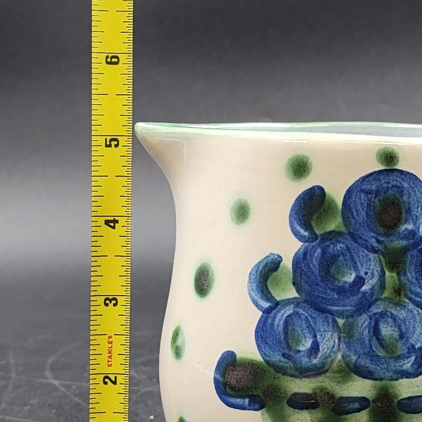 Hadley 24 oz Small Pitcher 5” Blueberry Bouquet Hand Painted Stoneware Pottery