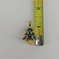 Christmas Tree Clip On Earrings Green Gold Tone Rhinestone Vintage Holiday 1990s
