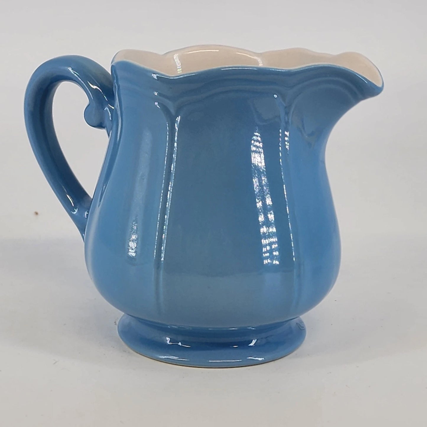 Linda Ironstone 4008 Creamer Pottery Delphite Blue 10 oz Japan Boho Vintage