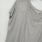 XXI Gray Rhinestone Embellished Top Women's Medium Scoop Neck Short Sleeve