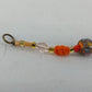 Orange Glass Bead Millefiori Crystal Accent Bracelet 8" Handmade Unbranded