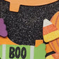 Halloween Pumpkin Welcome Sign Wall Decor Glitter Candy Indoor Outdoor 10.5"x10"