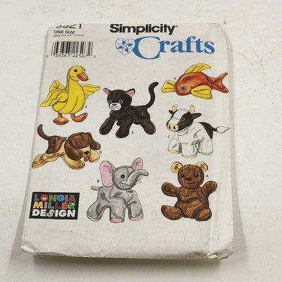 Simplicity Crafts 8521 Sewing Pattern Uncut 1998 Bean Bag Animals One Size