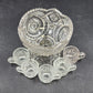 EAPG Pedestal Mini Punch Bowl Clear Glass Spinning Star US Glass 5 Mini Cups Vtg