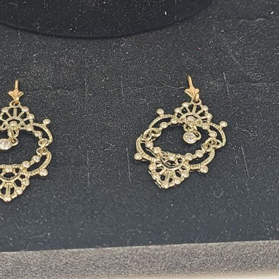 Avon Gold Tone Forever Paula Abdul Filigree Embellished Necklace & Earring Set