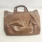 Brown Faux Leather Women's Tote Bag Large Shopper Korean Style Minimalist 16"h
