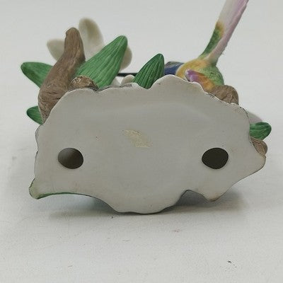 Hand-Painted Porcelain Hummingbird & Lily Figurine Decorative Collectible 2.75”