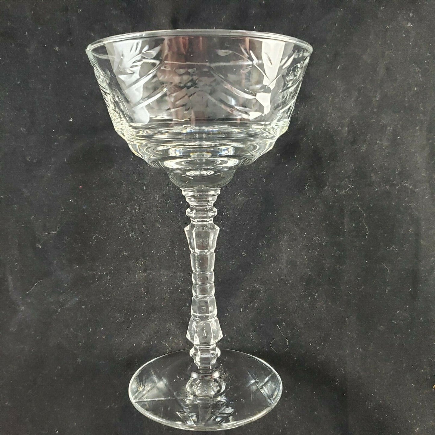 Vintage Rock Sharpe Arctic Rose crystal champagne sherbet glass stemware