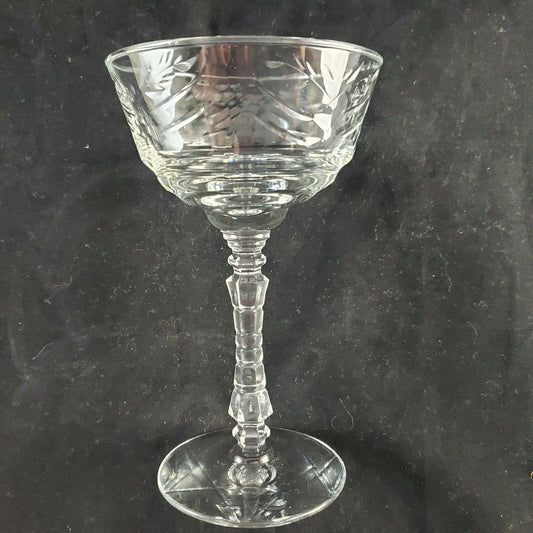 Vintage Rock Sharpe Arctic Rose crystal champagne sherbet glass stemware