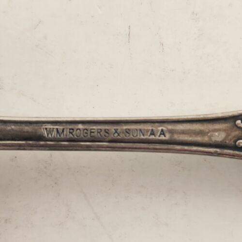 Wm Rogers & Son AA Victorian Oxford Silver Plate Serving Fork 1901 Tarnish 7.75"