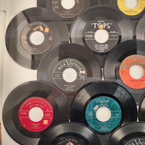 25 Rock & Roll Pop and Country Hits 1950's 45 RPM 7" Vinyl Records No Sleeves