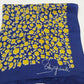Schiaparelli Silk Blend Scarf 23" Square Yellow Blue Floral Print Signed Vintage