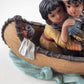 Native American Indian Kids In Canoe on the Water with Paddle Figurine Set 6.75"