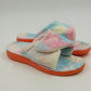 Dannto Women Size 9 Rainbow Relax Slipper Fuzzy Tie-Dye Cross Bands Arch Support