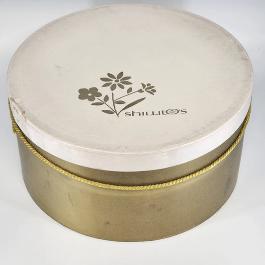 Shillito’s Hat Box Large 14" Round Cream & Gold With Golden Rope Handle Empty