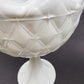 Indiana Milk Glass Pedestal Bowl 7"d x 9" Duette Pattern Quilted Ruffled