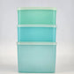 3 Tupperware 311/312 Blue Green Storage Containers w Lids Freezer Fridge Vintage
