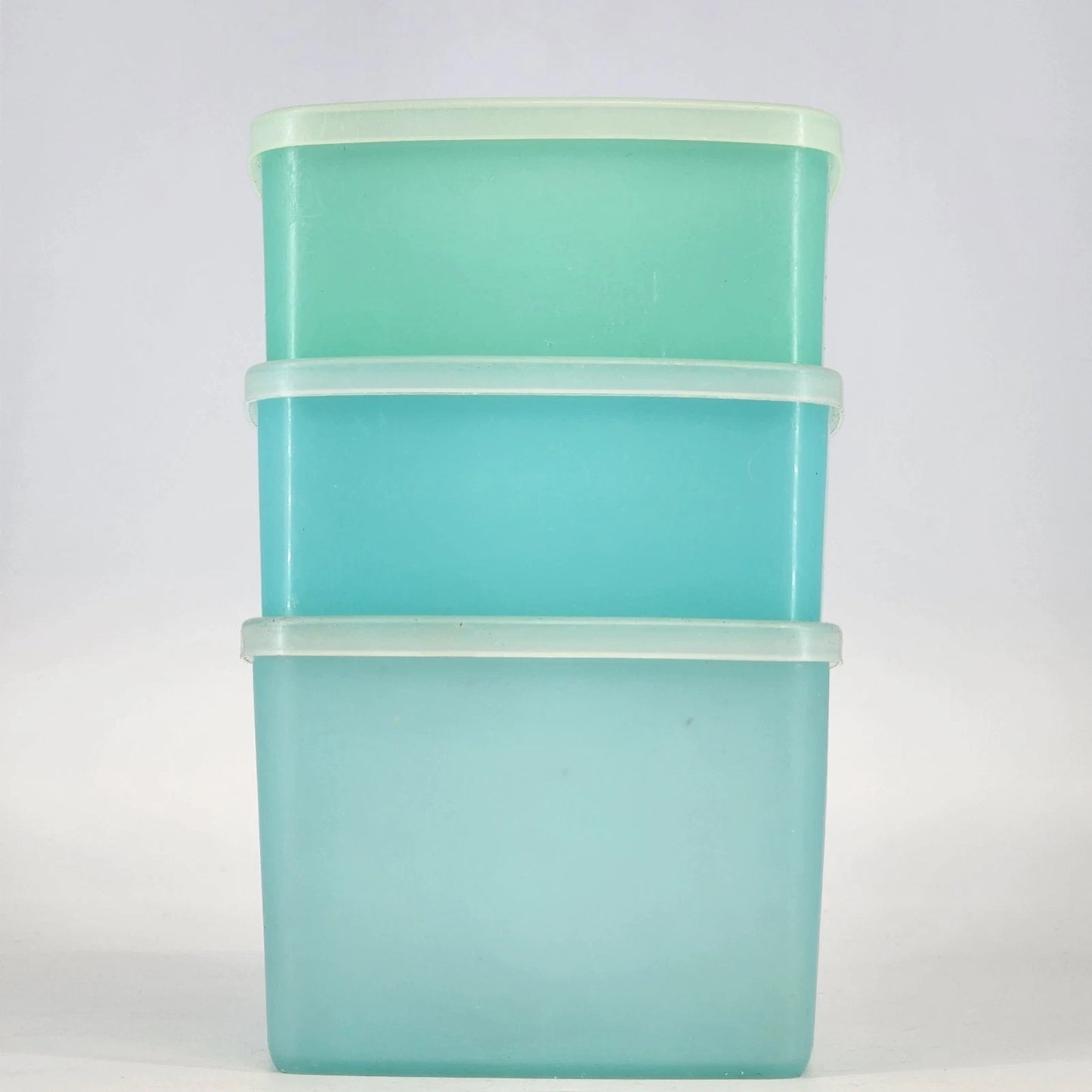 3 Tupperware 311/312 Blue Green Storage Containers w Lids Freezer Fridge Vintage