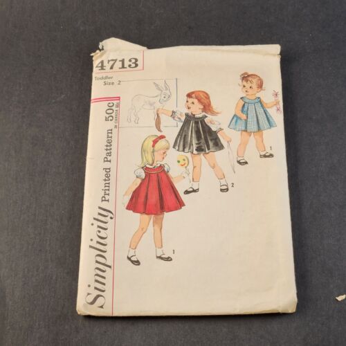 Simplicity 4713 Vintage Sewing Pattern Toddlers Jumper and Blouse Size 2 Toddler