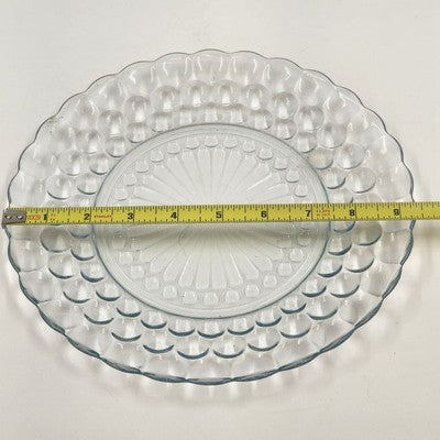 3 Aqua Blue Bubble Anchor Hocking Dinner Plate Depression Crystal Glass 9.5"