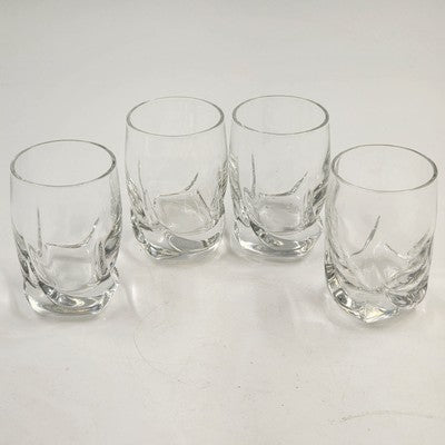 Set of 4 Italy Blown Crystal Ravel Liqueur Wavy Shot Glass Luigi Bormioli 2.5oz