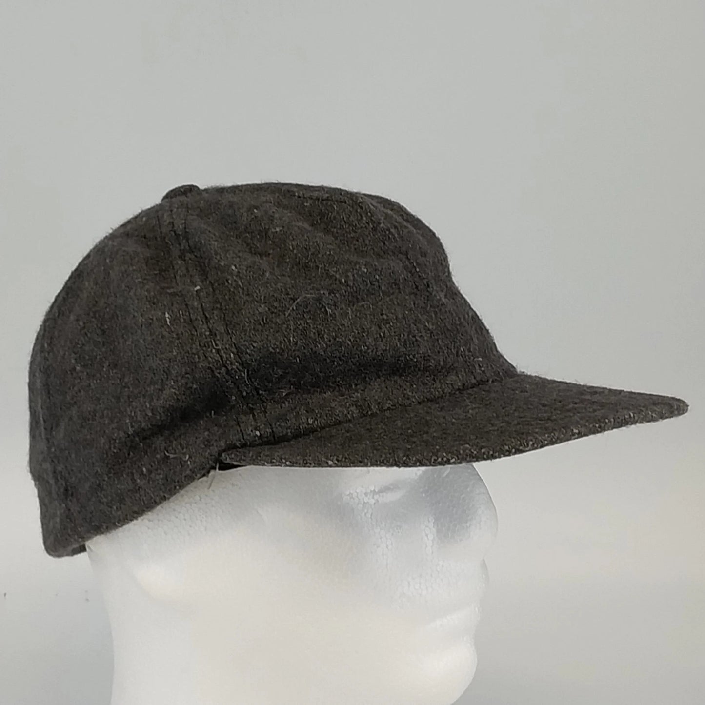 Wool Nylon Ear Flap Cap Charcoal Gray Winter Hat XL Heavy Soft Warm USA Vintage