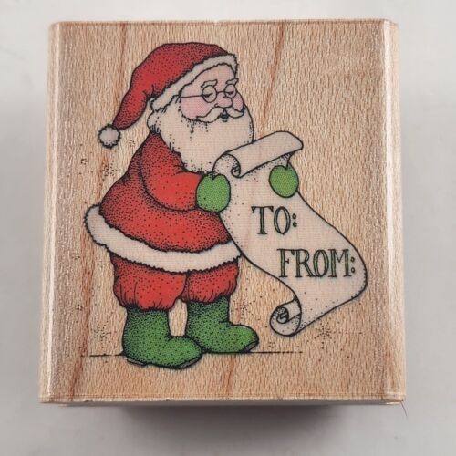 Lot of 4 Holiday and Christmas Themed Wooden Mounted Rubber Stamps Vintage