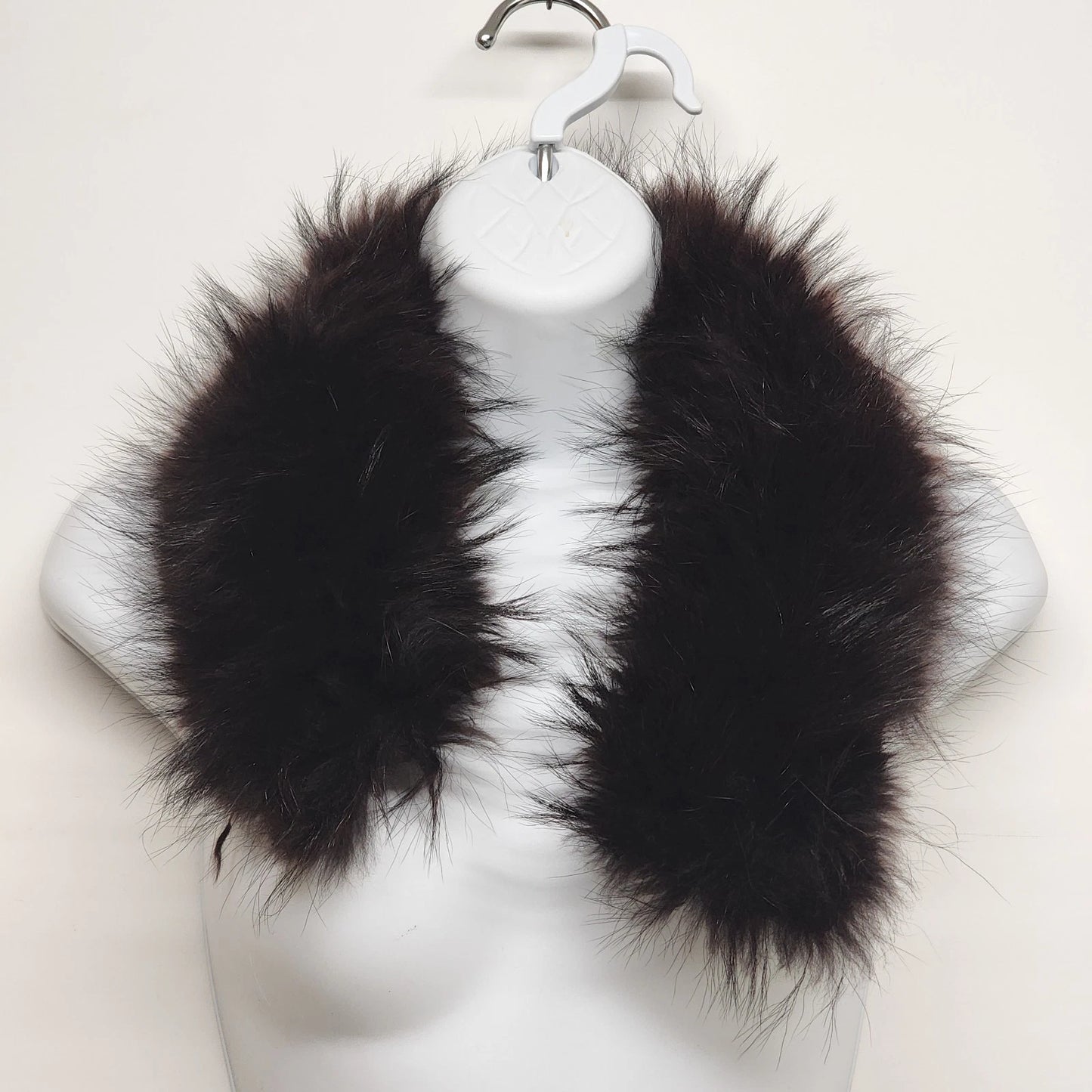 Black Shaggy Faux Fur Collar 26 Inch Wrap Scarf Women