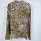 Studio Works Cheetah Print Turtleneck Sweater Women's Large Cotton Long Sleeve