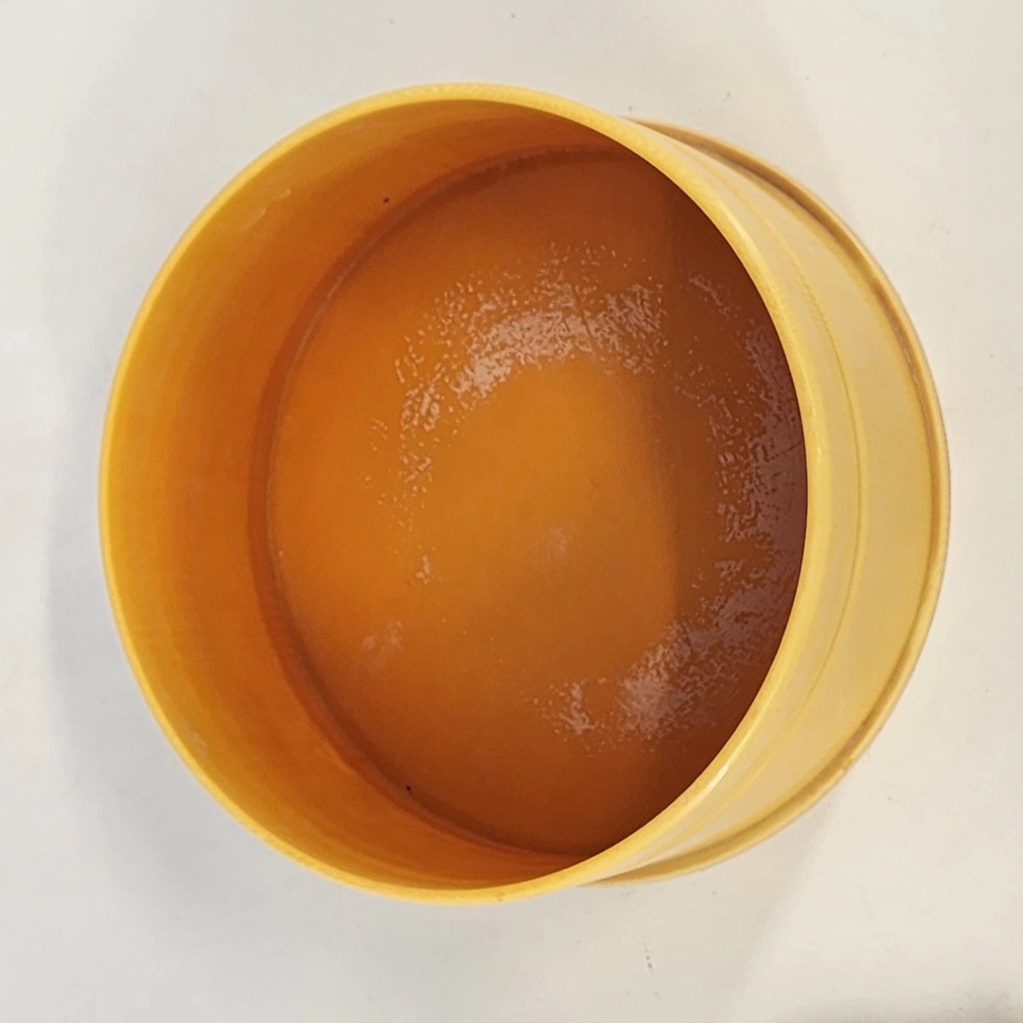 Bakelite Plastic Yellow Powder Jar Round Vanity Box Trinket Celluloid Style Vtg