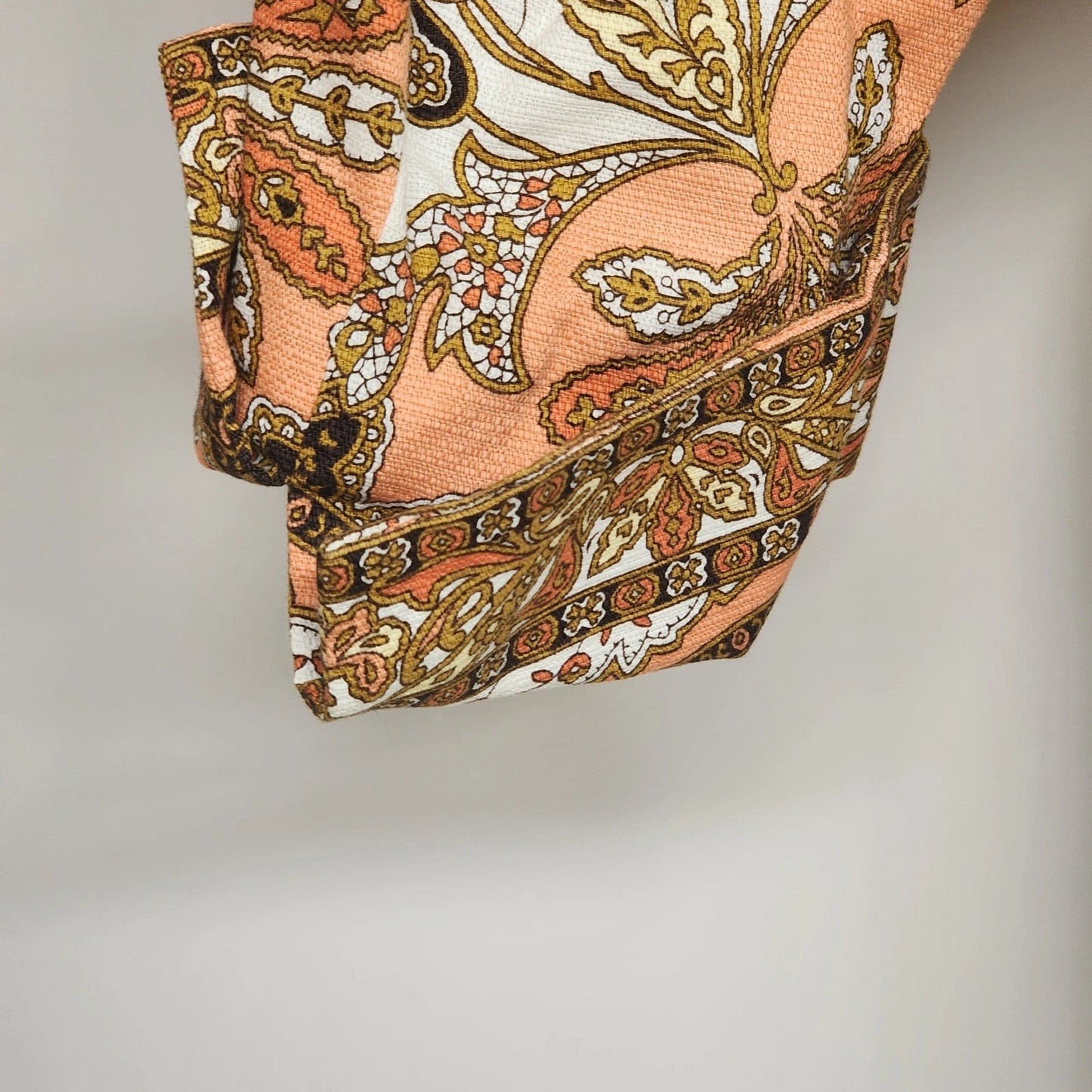 Talbots Women’s 16P Cotton Jacket Orange Paisley Floral Open Front 3/4 Sleeve