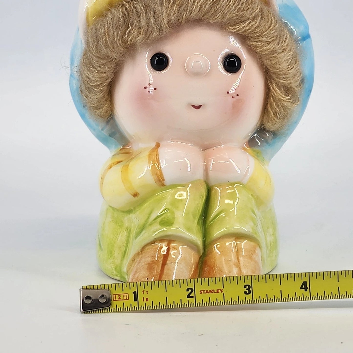 Vintage Nancy Pew Little Boy Planter Japan Spaghetti Hair Blue