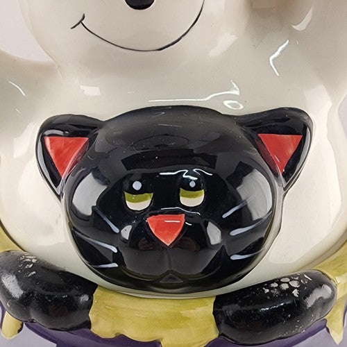 Witch's Brew Halloween Cookie Jar David's Cookies Ceramic Ghost Skull Black Cat