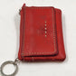 Fossil Red Leather Mini Wallet ID Window Keychain Coin Zip Pouch 4.25"