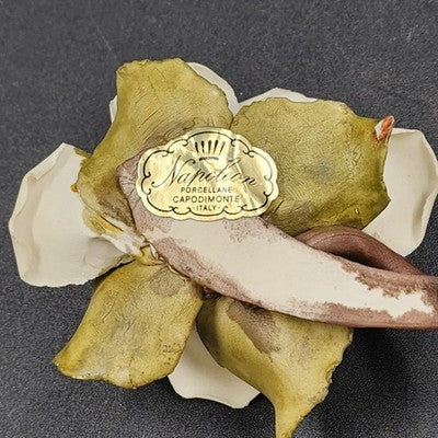 Napoleon Capodimonte Porcelain Rose Blush Pink Flower Figurine Italy Collectible