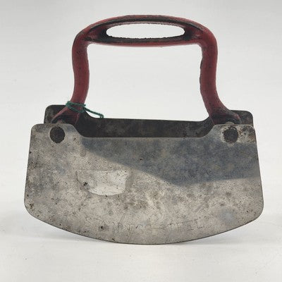 Acme Dual Blade Food Chopper Cast Iron Red Handle 5.25" Vintage Steel