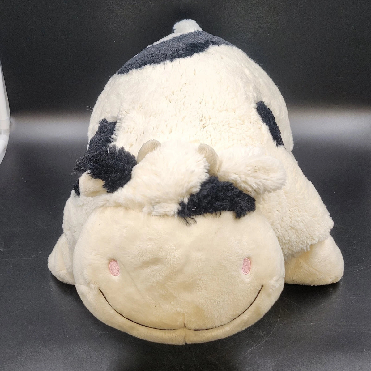 Pillow Pets Cow Plush Stuffed Animal Black White Spotted 18" Polyester China