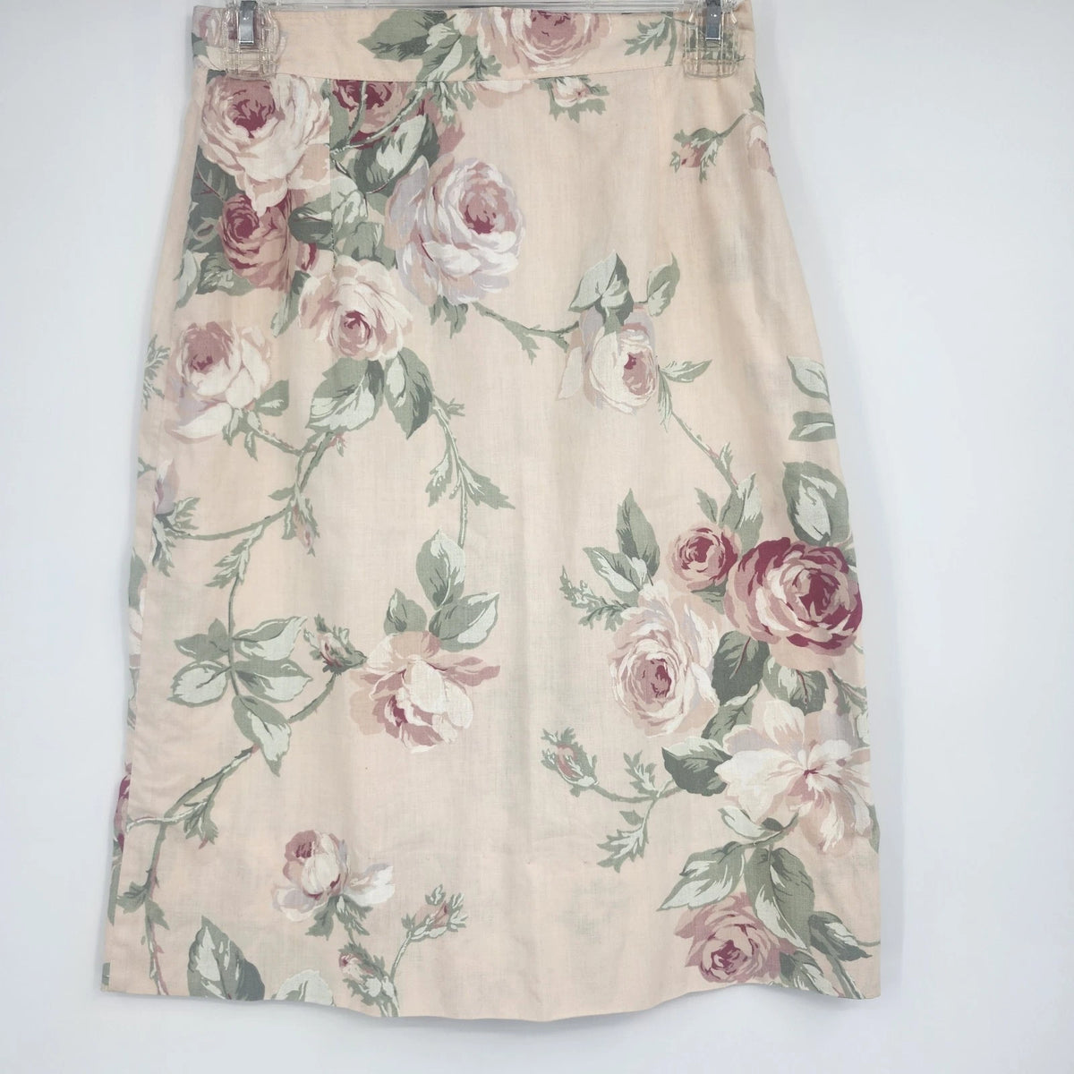 Contempo Casuals Floral Skirt Women's 7/8 A-Line Cotton Polyester Botton Front