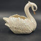 Swan Planter White Iridescent Glazing Black Eyes Gold Beak MCM Vintage 8"h